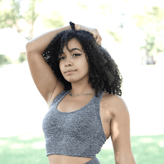 Thrive Slate Grey Sports Bra - The Omega Fitness Workout Apparel