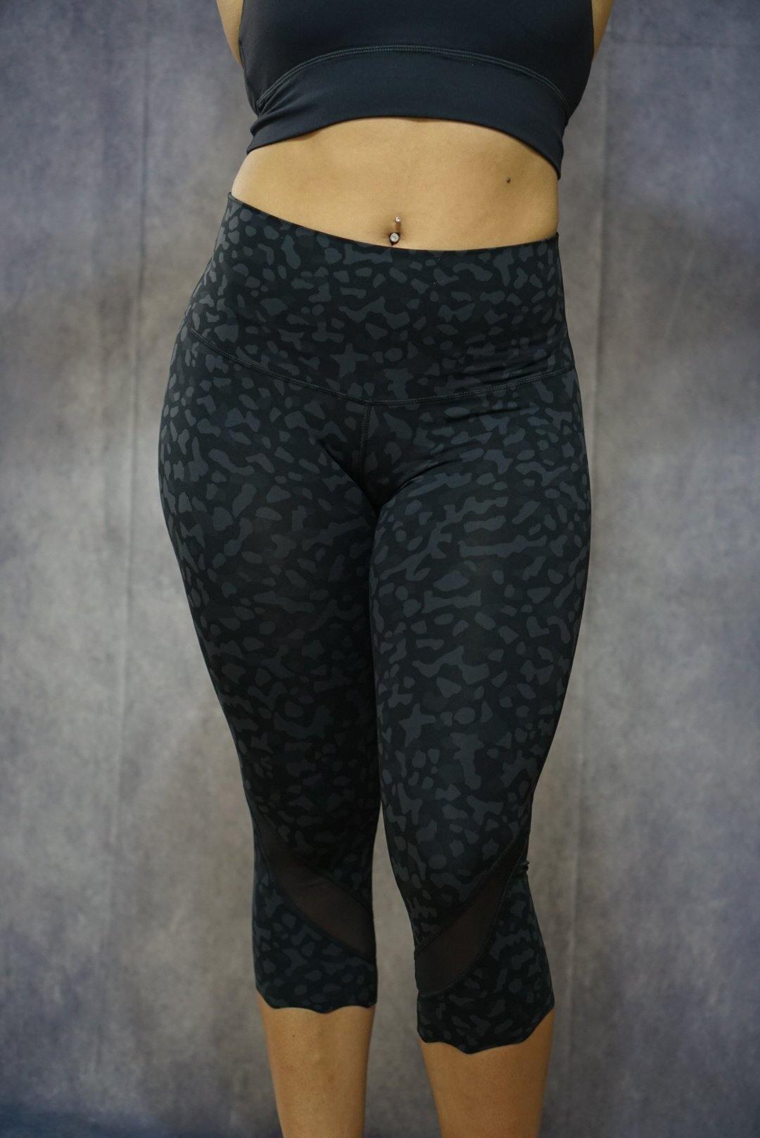 Black embossed leopard print leggings - Capri – Miss Fit Fitness Apparel