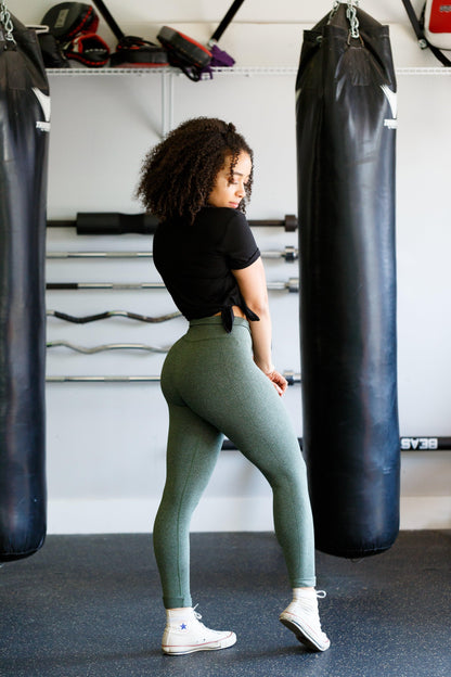 Queen's Reign Army Green Leggings - The Omega Fitness Workout Apparel